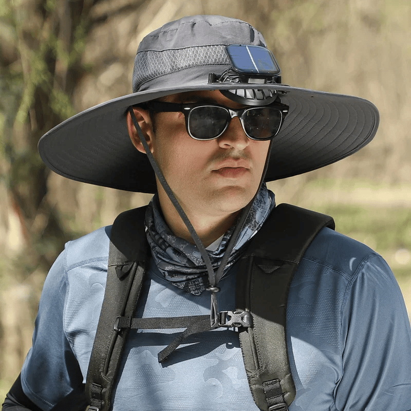 Solar-Powered Fan Outdoor Wide Brim Cooling Hat