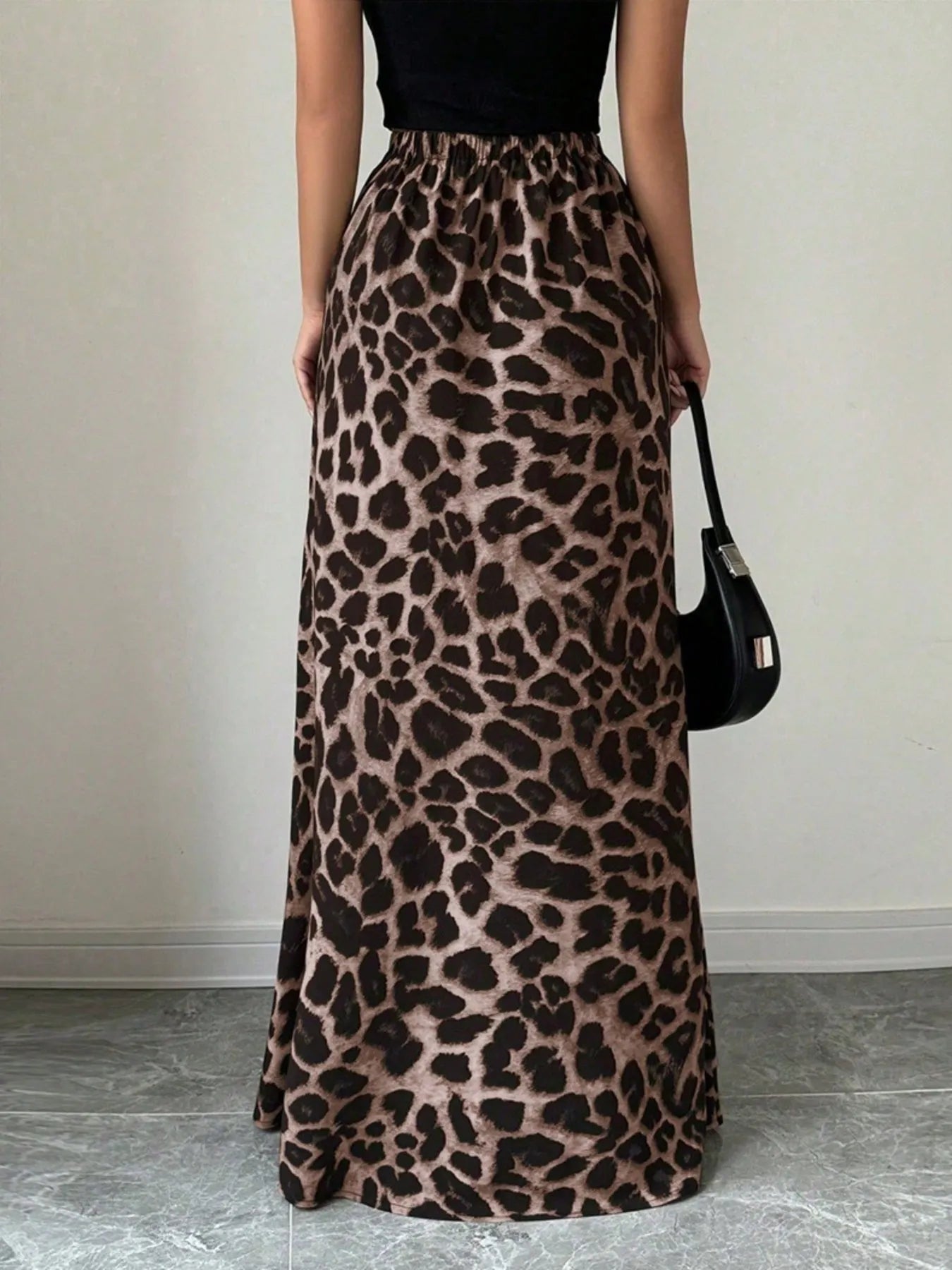 Leopard Print High-Waisted Maxi Skirt
