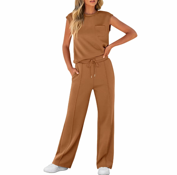 Women's 2-Piece Summer Set – Sleeveless Top & Wide-Leg Pants