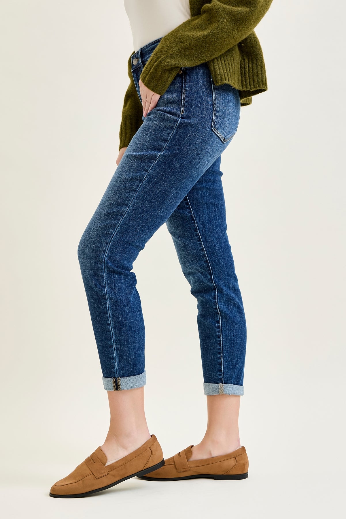 Addison Mid Rise Classic Cuffed Boyfriend Jeans