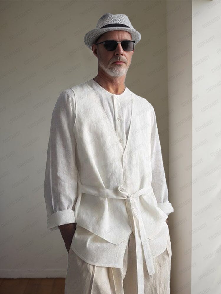 Elegant Fake Two Piece Cotton Shirt