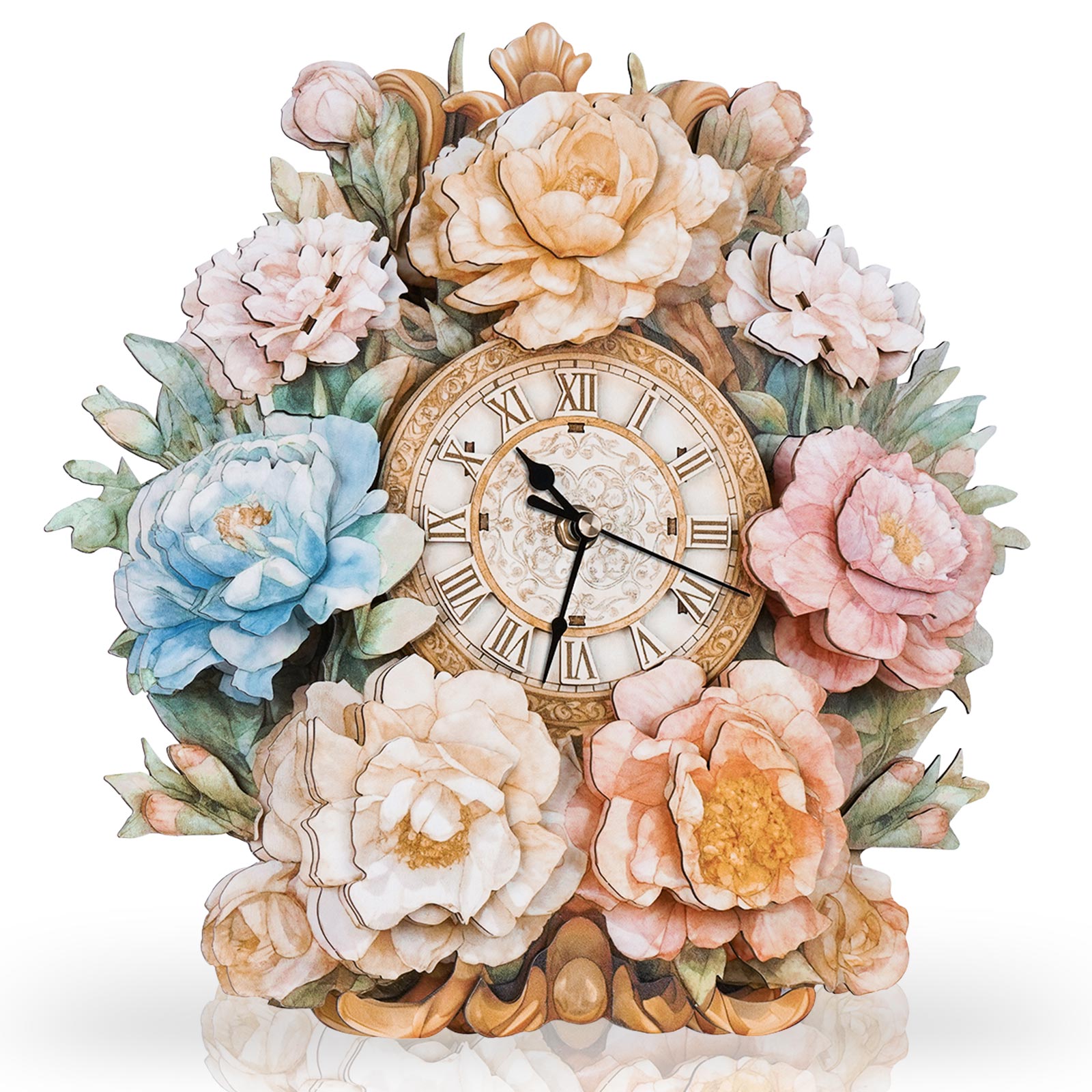 Bouquetâ€“ DIY Wooden Clock, 3D Puzzle Craft Kit