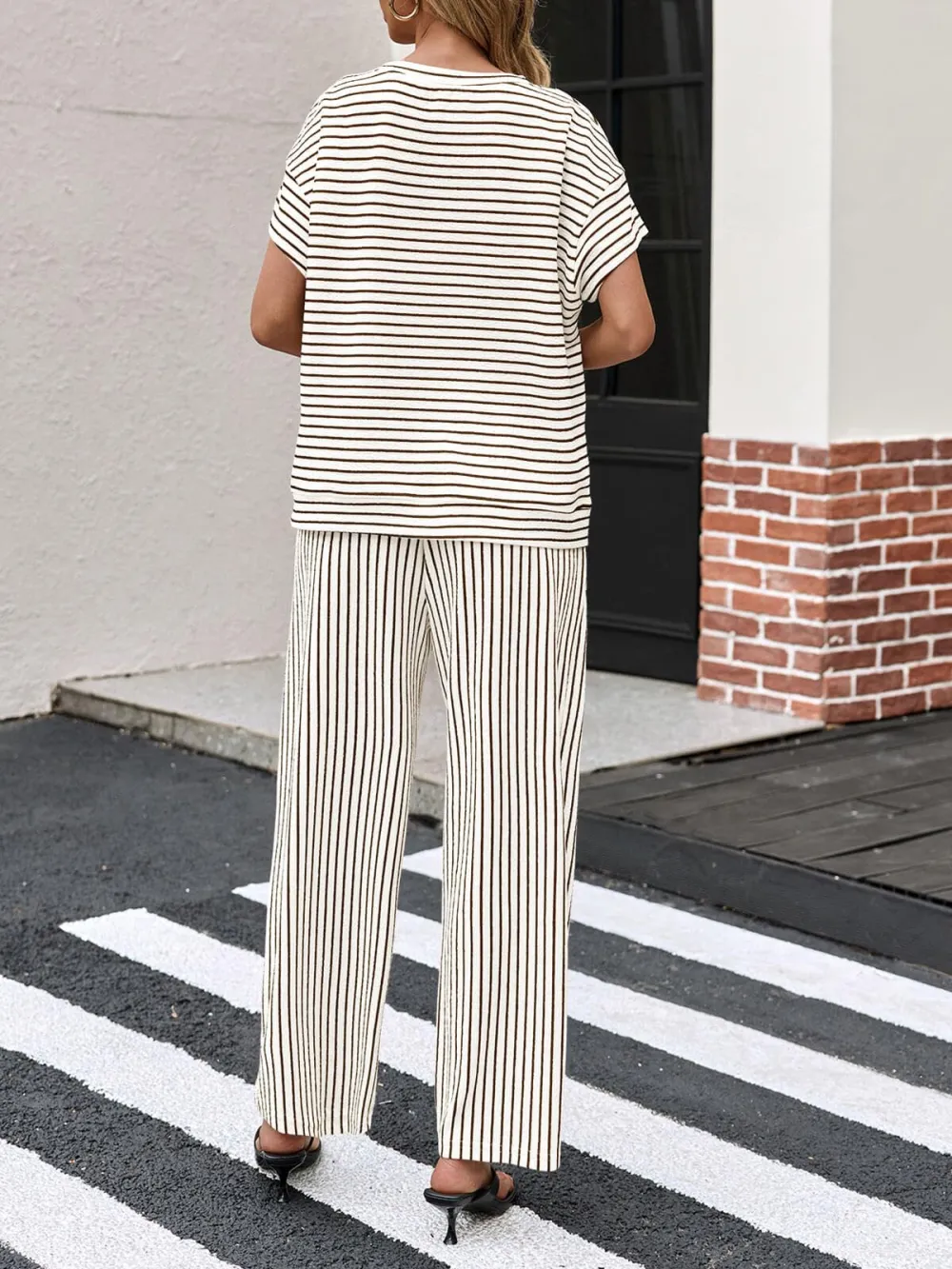 Women's Striped 2 Piece Lounge Set