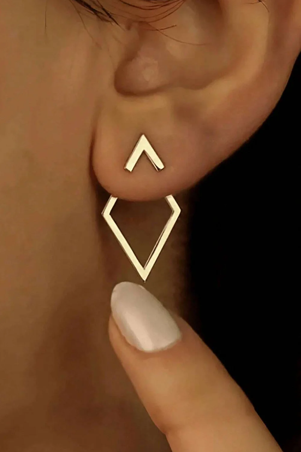 Gold Rhombus Shape Plated Alloy Stud Earrings