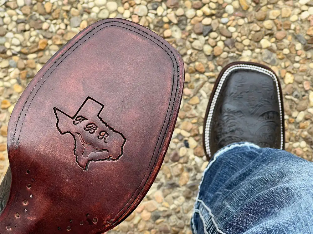 Men’s Dark Brown Hand-Tooled Leather Boots With Red Shaft
