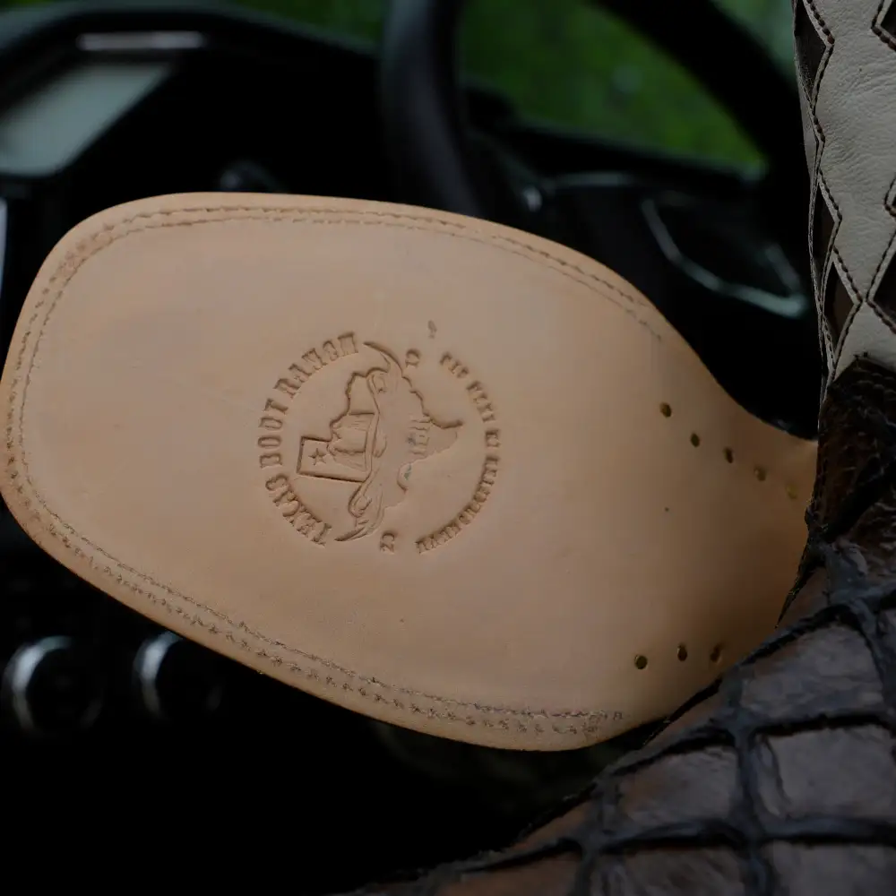 Chocolate Brown Pirarucu Leather Boots - Square Toe