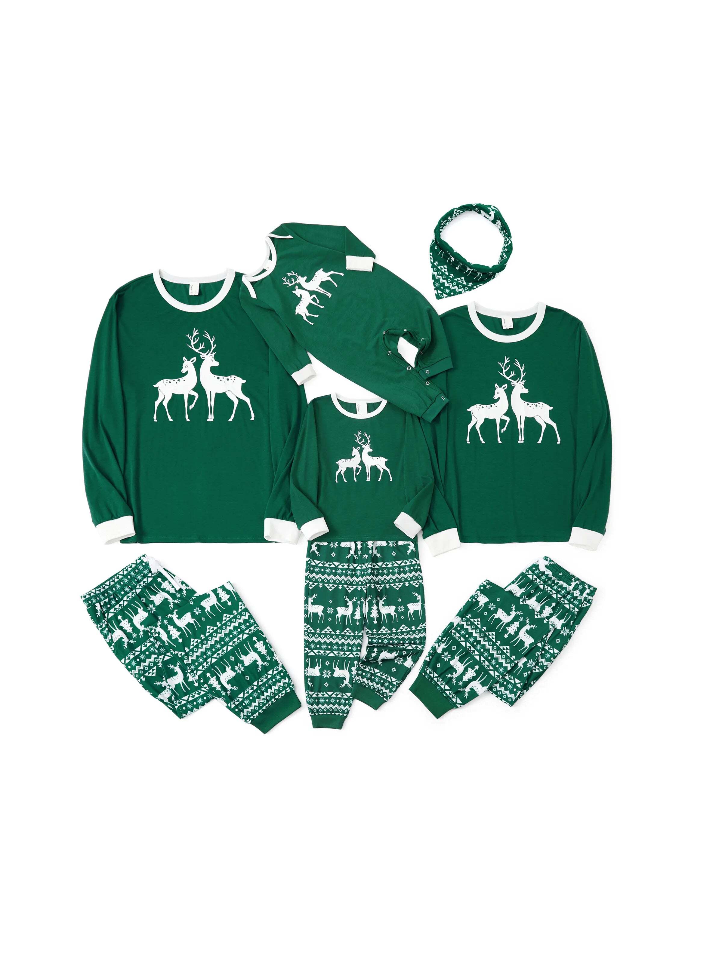 Christmas Family Matching Glow in the Dark Reindeer Tops Allover Pattern Pants Pajamas Sets with Christmas Socks blackishgreen