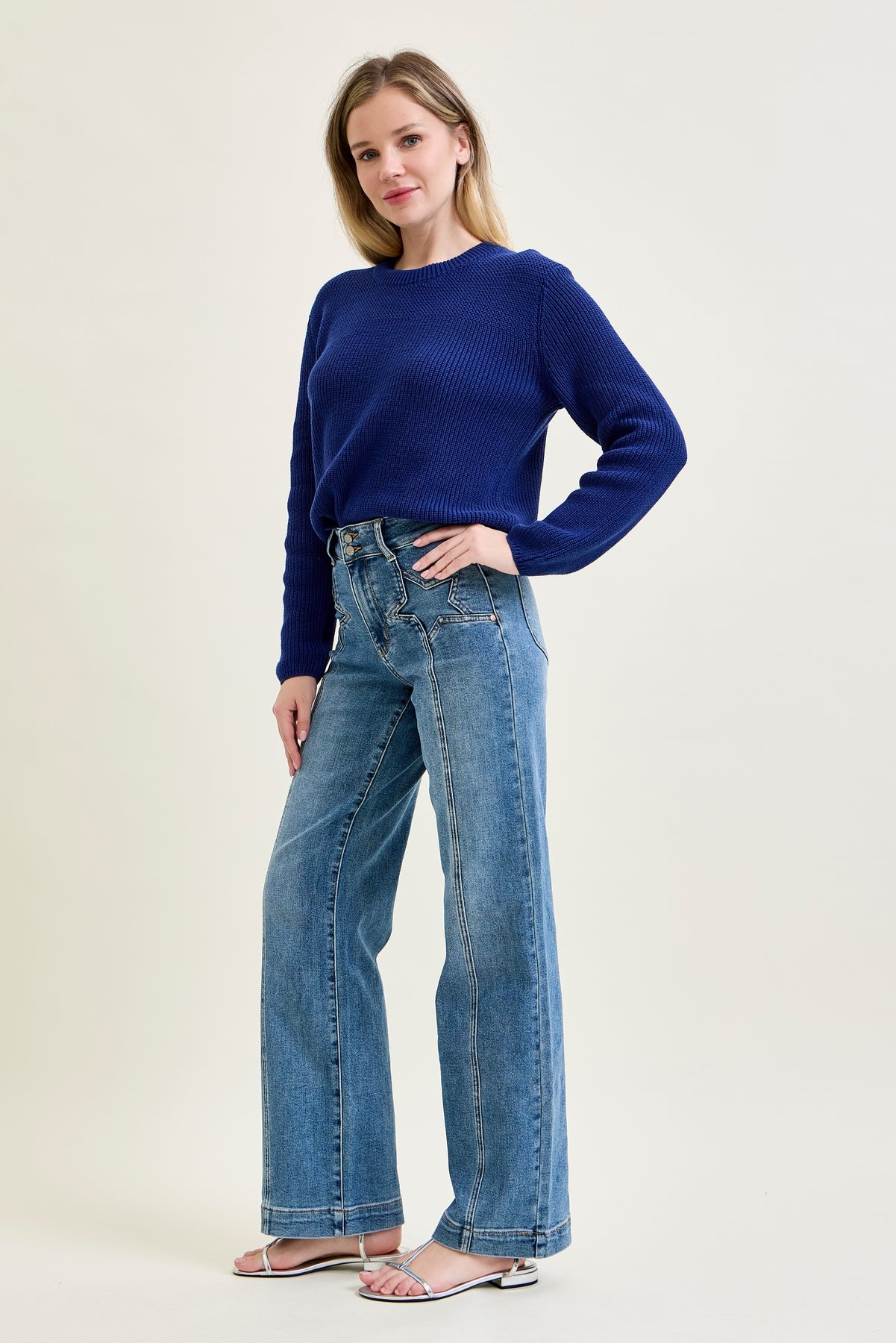 Eliza High Rise Wide Legs with Starry Flair