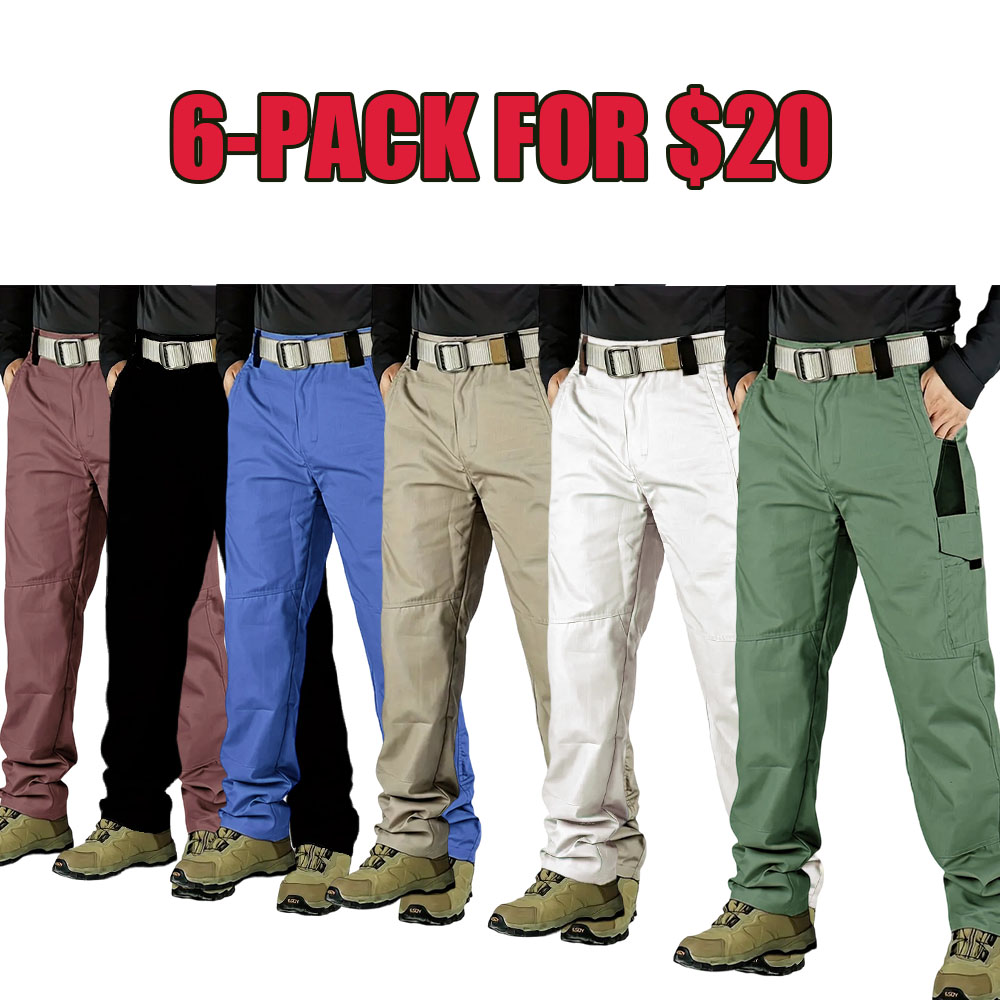 Men’s Waterproof Tactical Utility Pants (6-Pack) – Multi-Pocket, Durable Outdoor & Everyday Wear