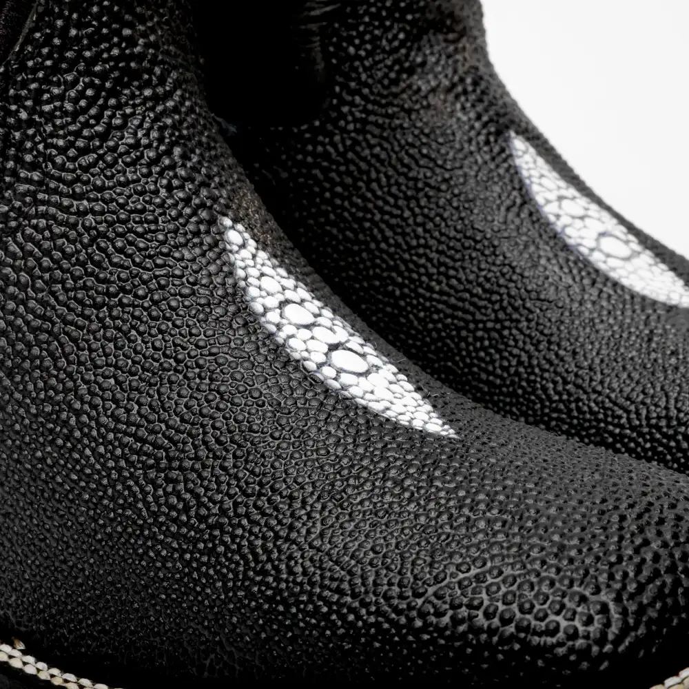 Black Stingray Leather Boots - Square Toe