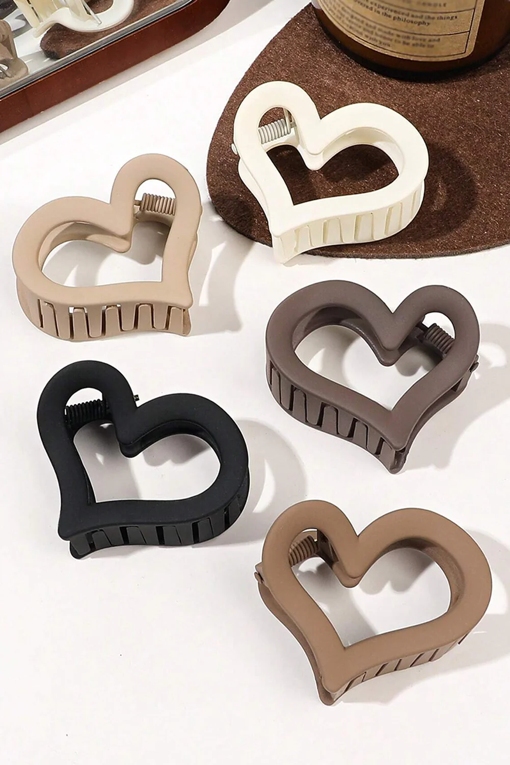 Black Cutout Heart Shape Frosted Small Hair Clip