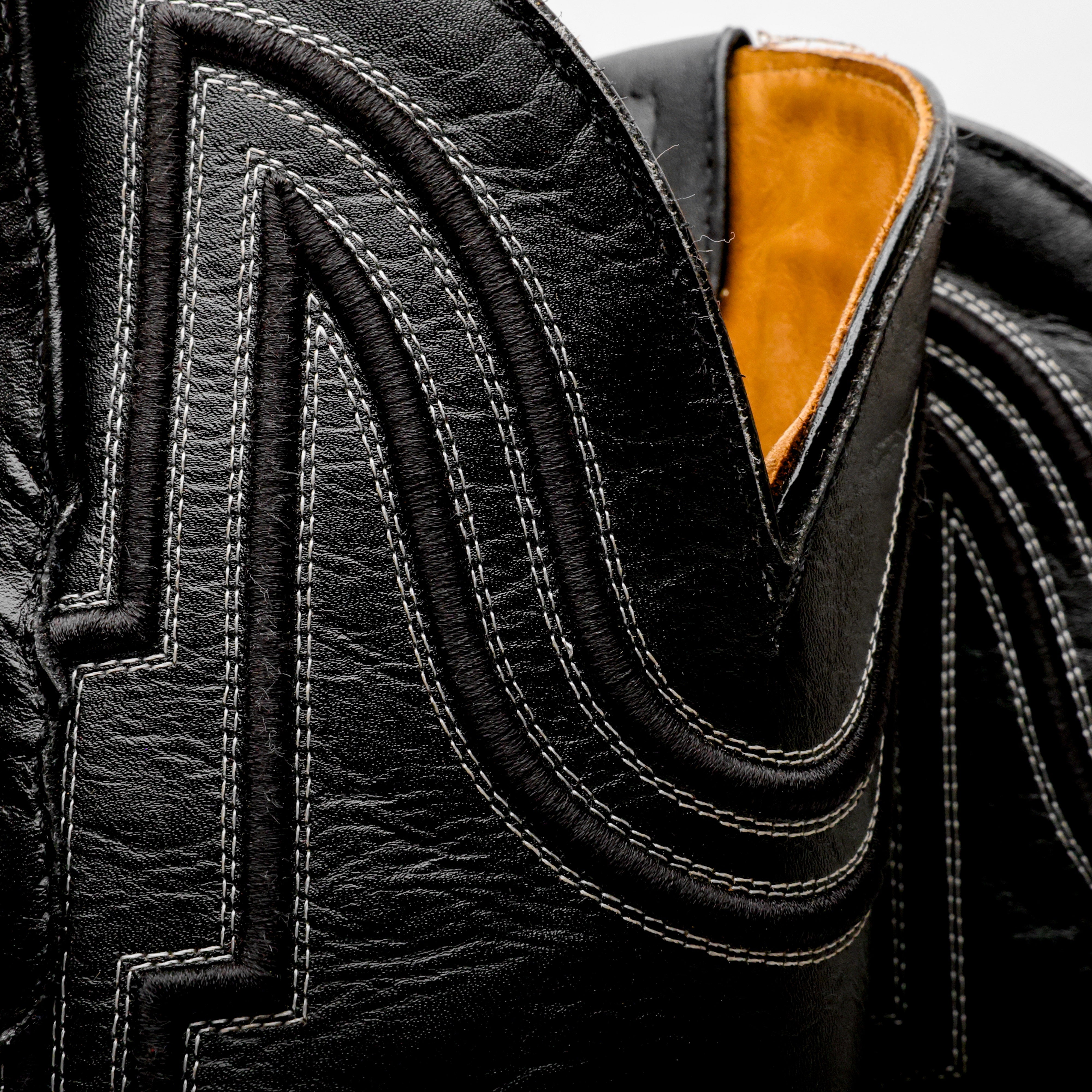 “Ace Of Spades” Black Leather Boots - Square Toe