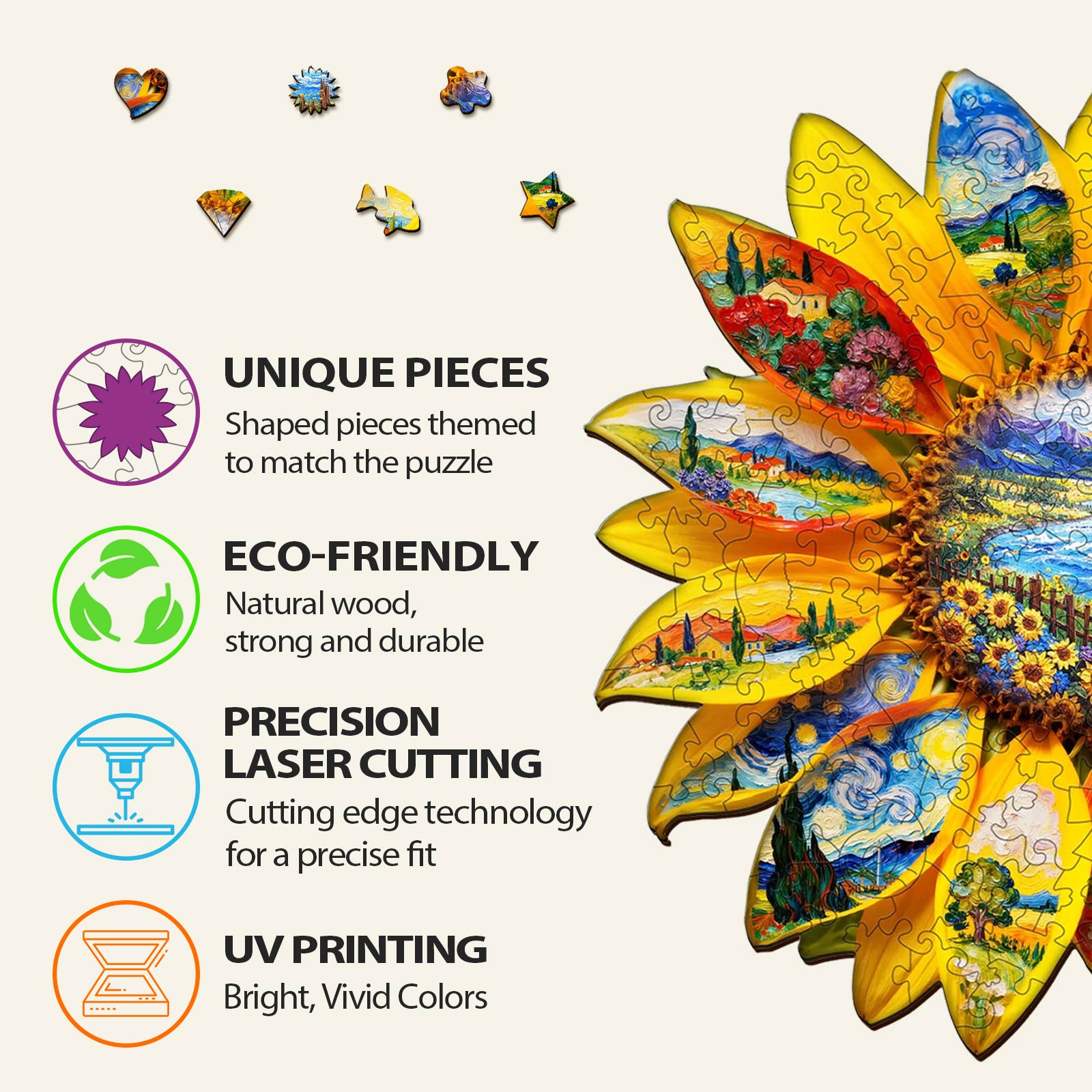 Oil on Sunflower Wooden Jigsaw Puzzle