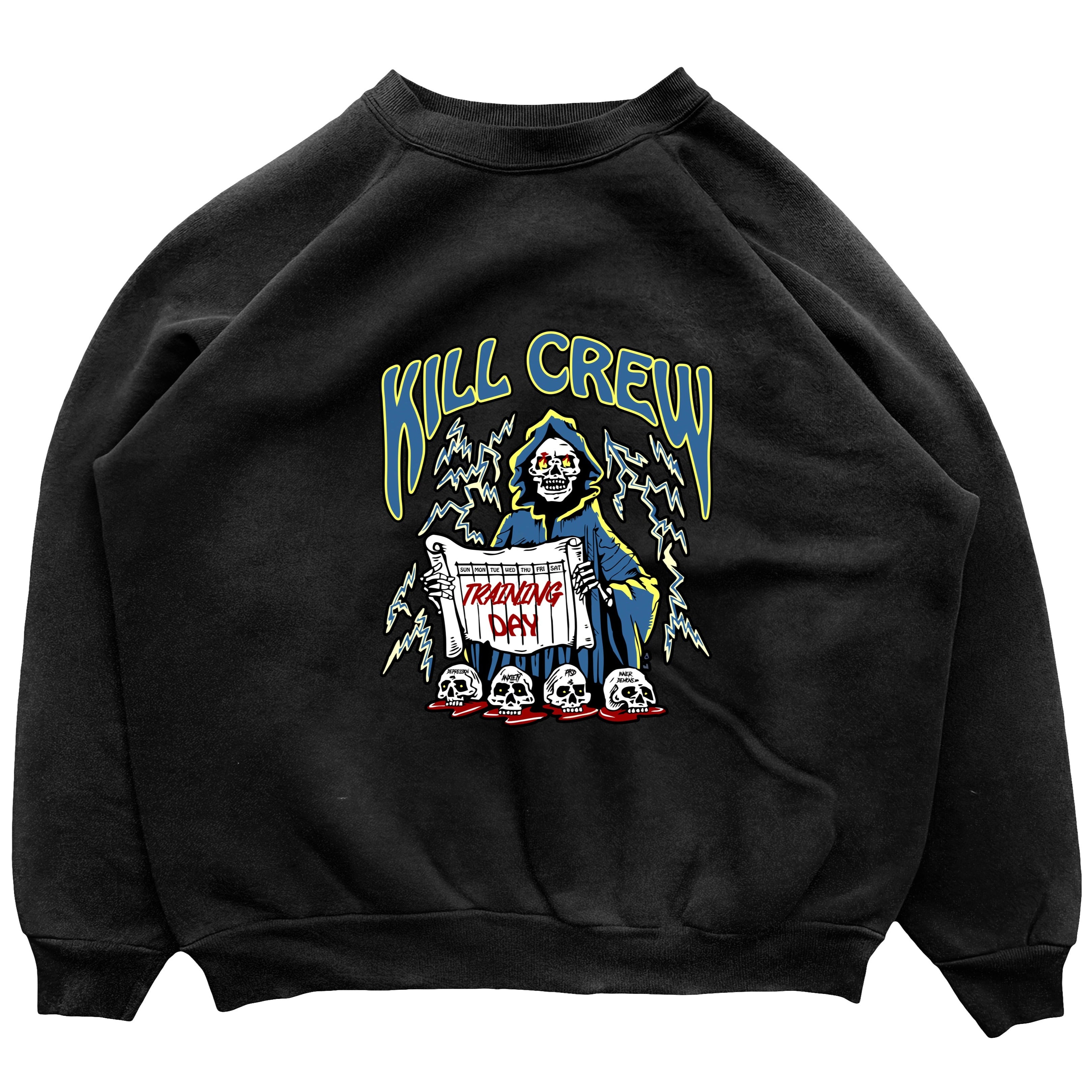OVERSIZED HEAVYWEIGHT TRAINING DAY CREW NECK - BLACK