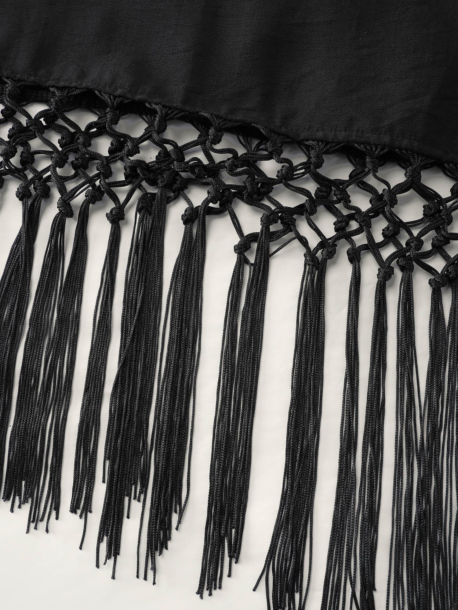 Tassel Hem Neck Tie Mini Dress