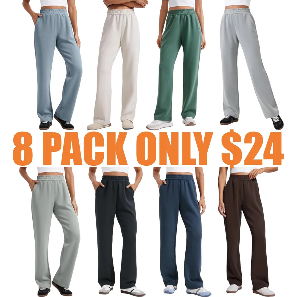 Women’s Casual Travel Pants – Wide Leg High Waisted Sweatpants with Pockets