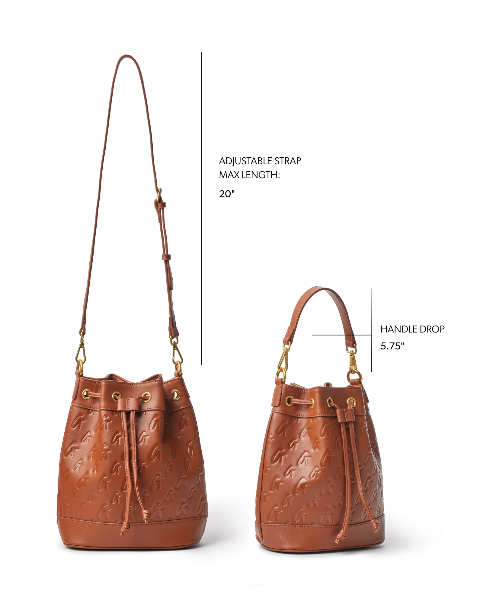 MEDIUM MONOGRAM BUCKET BAG - BROWN