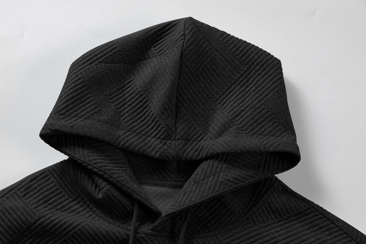 Mens 2 Piece Jacquard Sweatsuit Outfits Hoodie Sweatshirt & Joggers Sweatpants Set Tracksuit