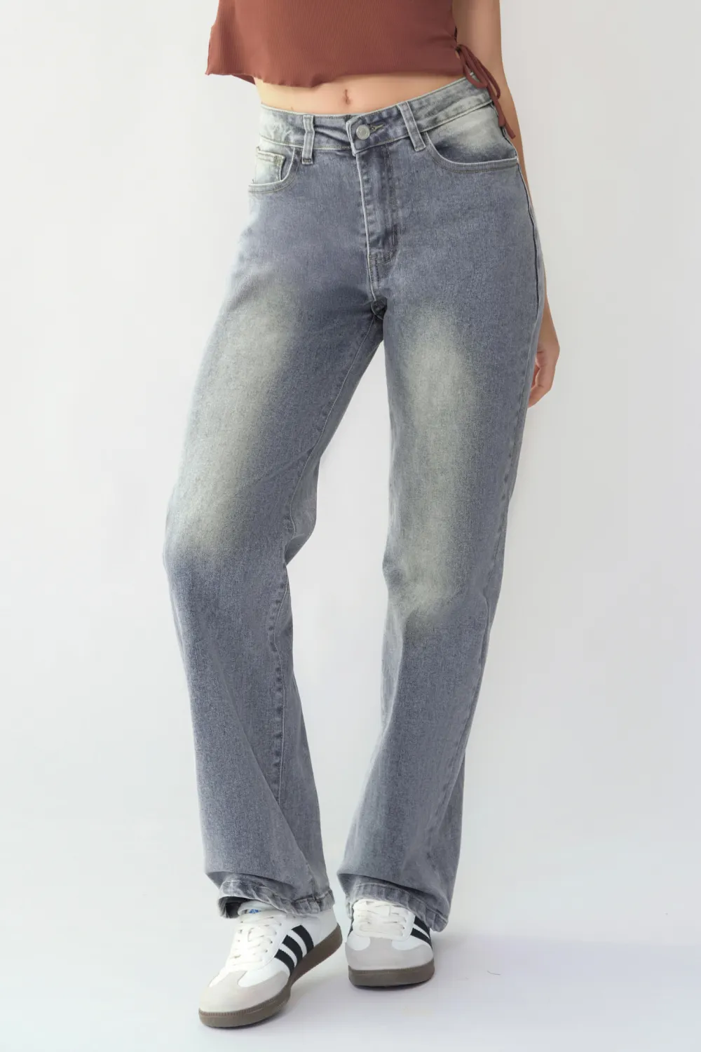 Casual Mid-Rise Denim Multi-Pocket Wide Leg Jeans