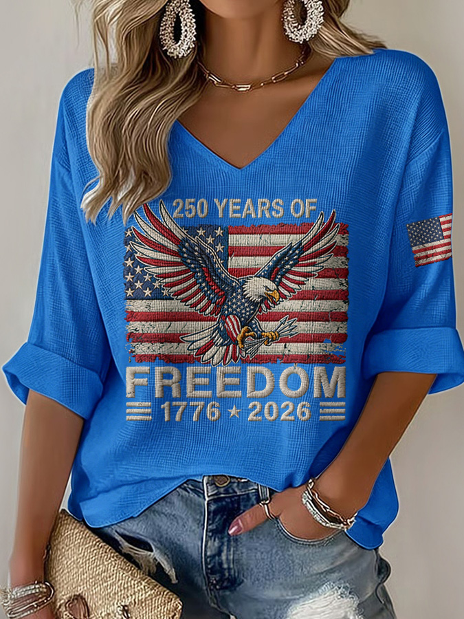 Women'S Retro American Independence Day Printed Casual Top