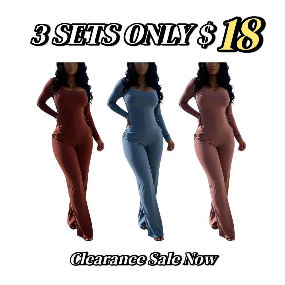 Women's Sexy Plain Long Sleeve Jumpsuit
