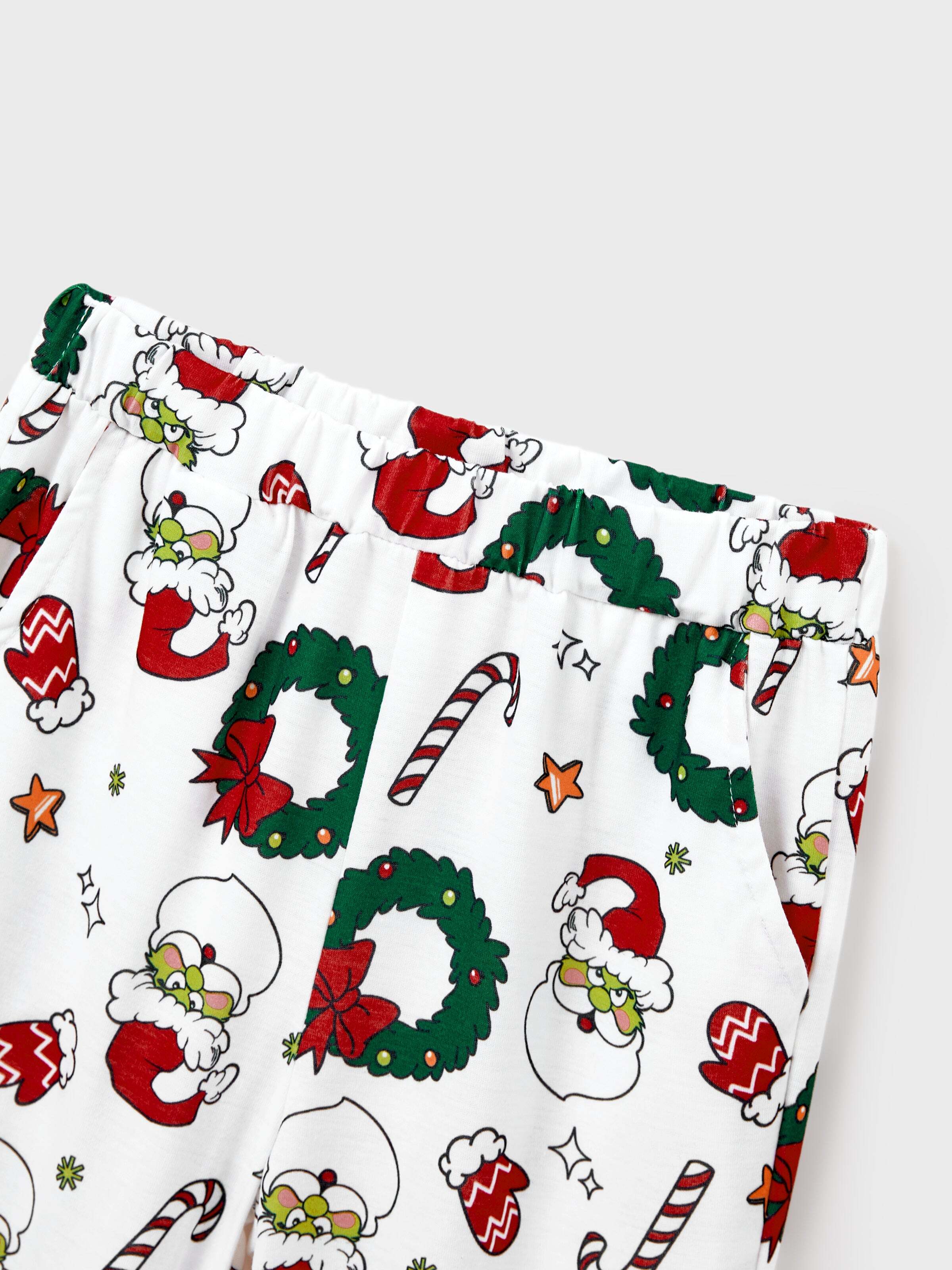 Christmas Matching Family Pajamas Set Christmas Grinch-themed Print PJS with Christmas Socks Red