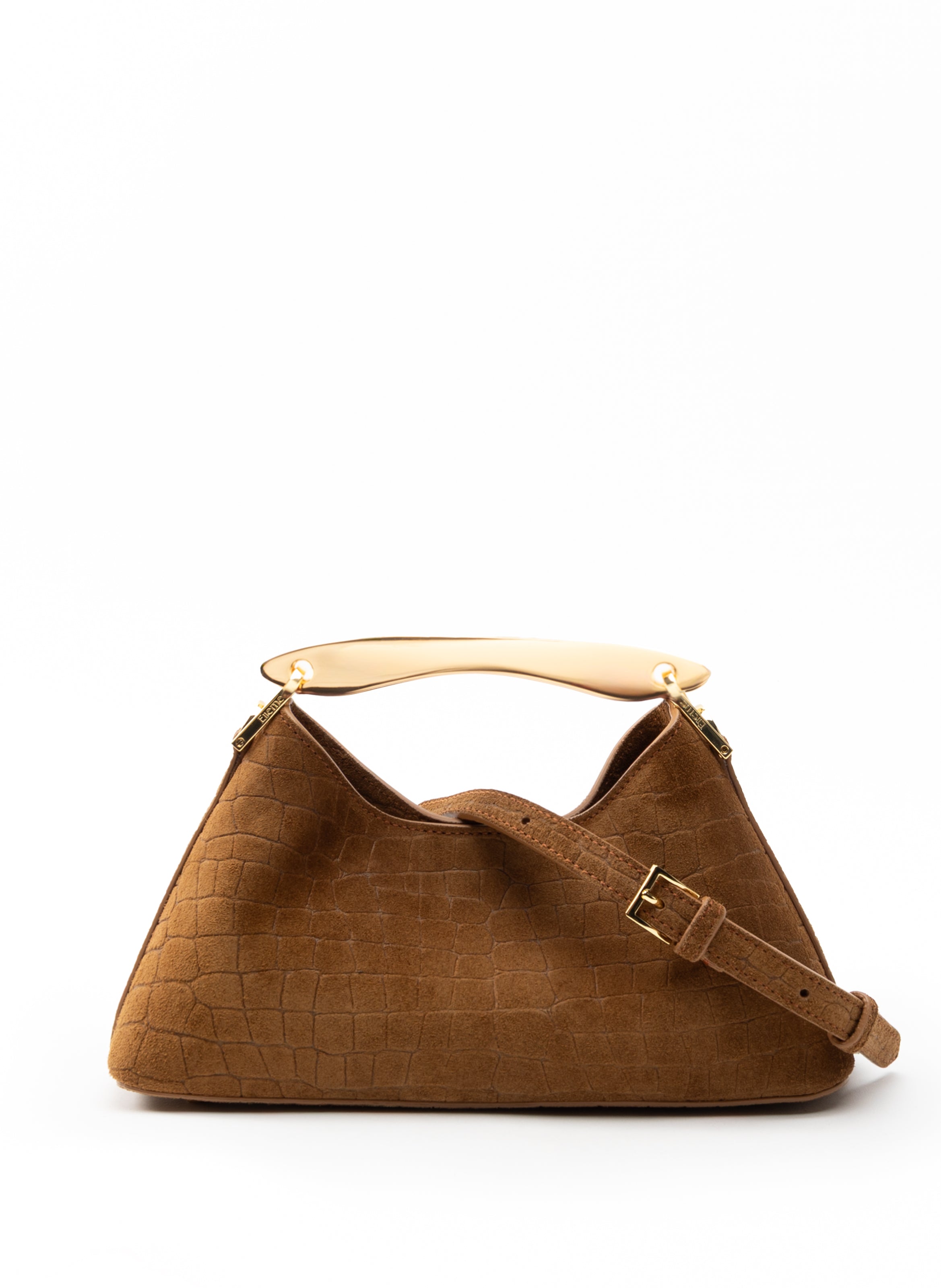 Mini Boomerang Croco Suede Cognac Clearance Sale 85%OFF