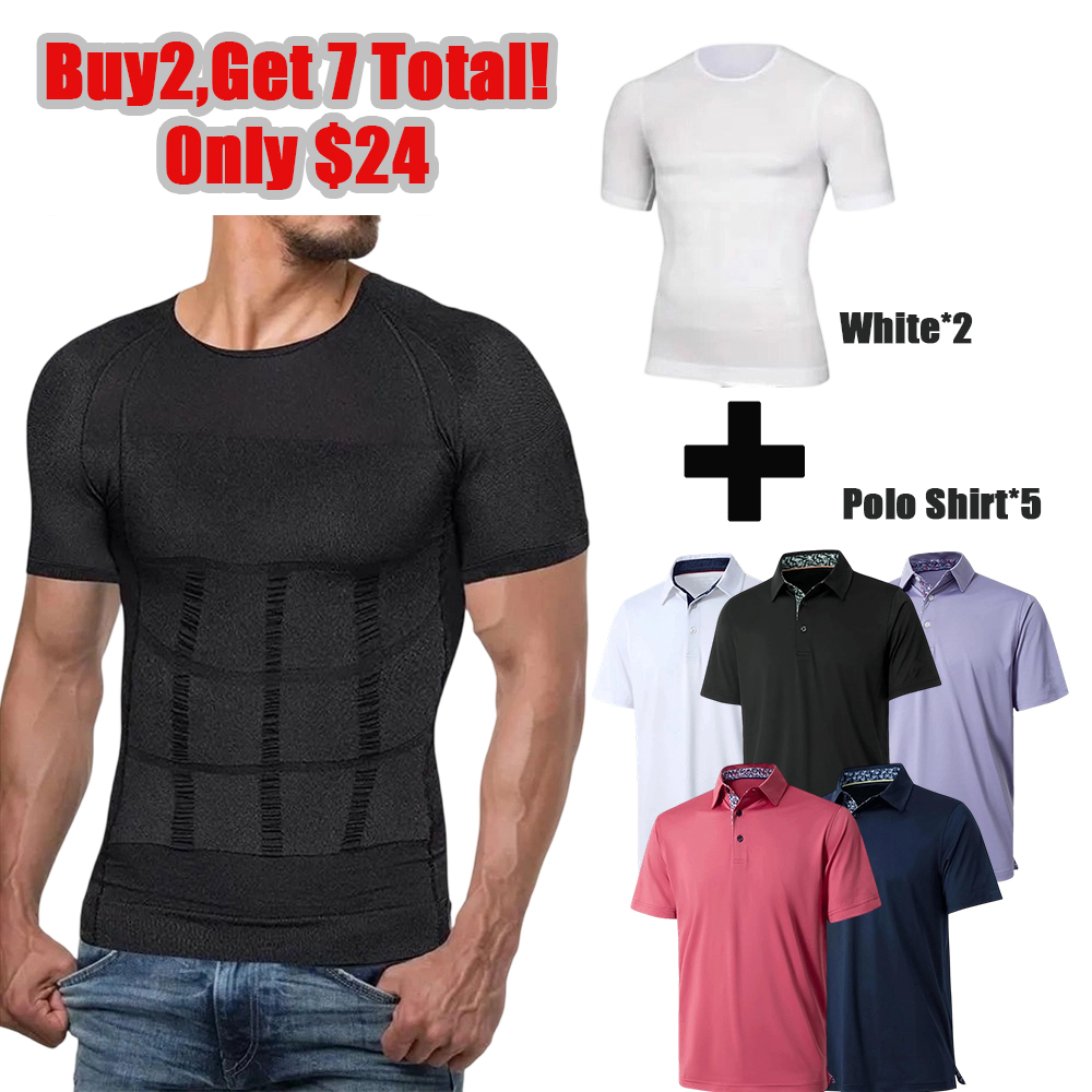 Buy2,Get 7 Totall--0nly $24 Mens Shapewear+Polo Shirt