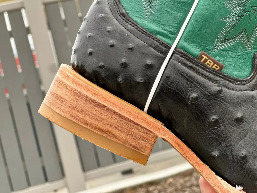 Mens Black Ostrich Leather Boots With Green Shaft