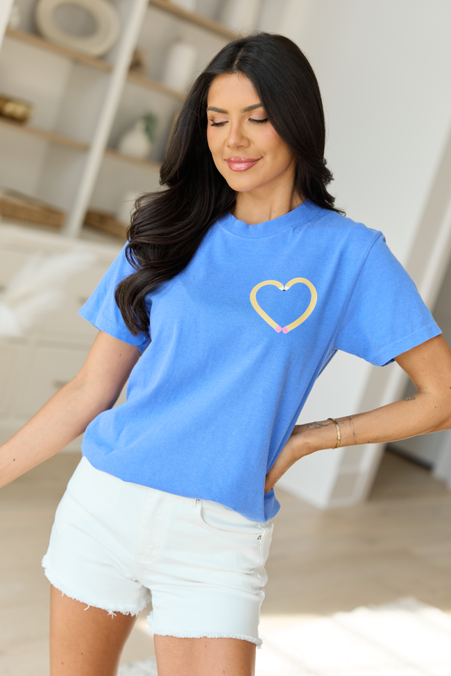 Pencil Heart Blue Graphic Tee