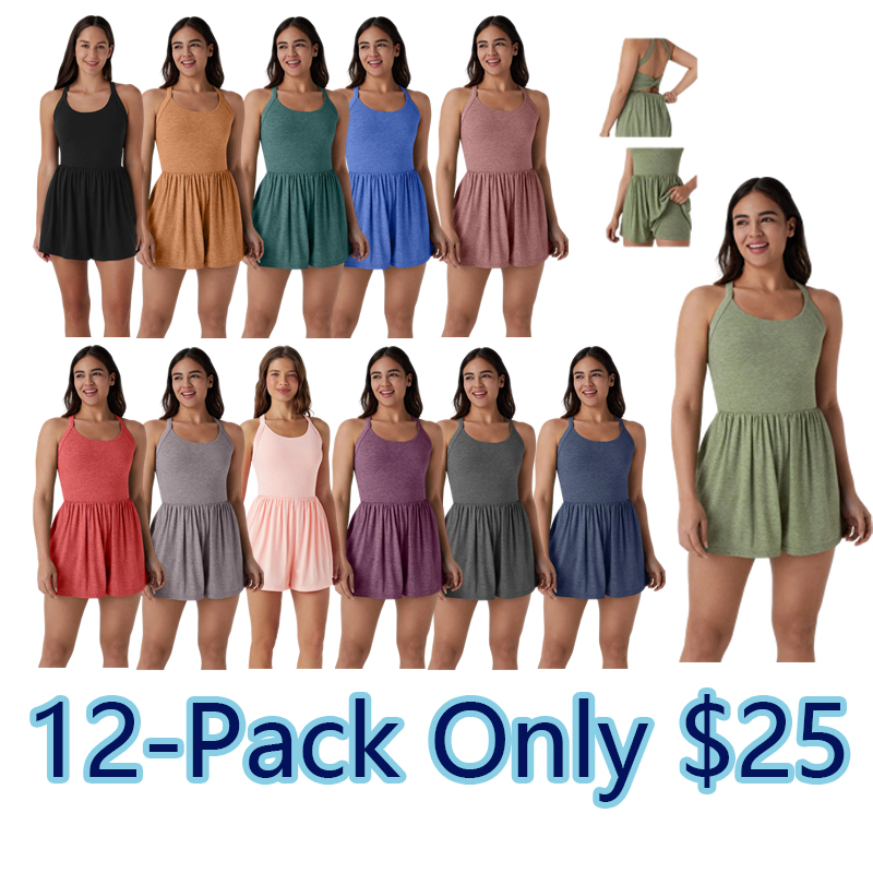 Women's Backless Twist-Front 2-in-1 Resort Romper