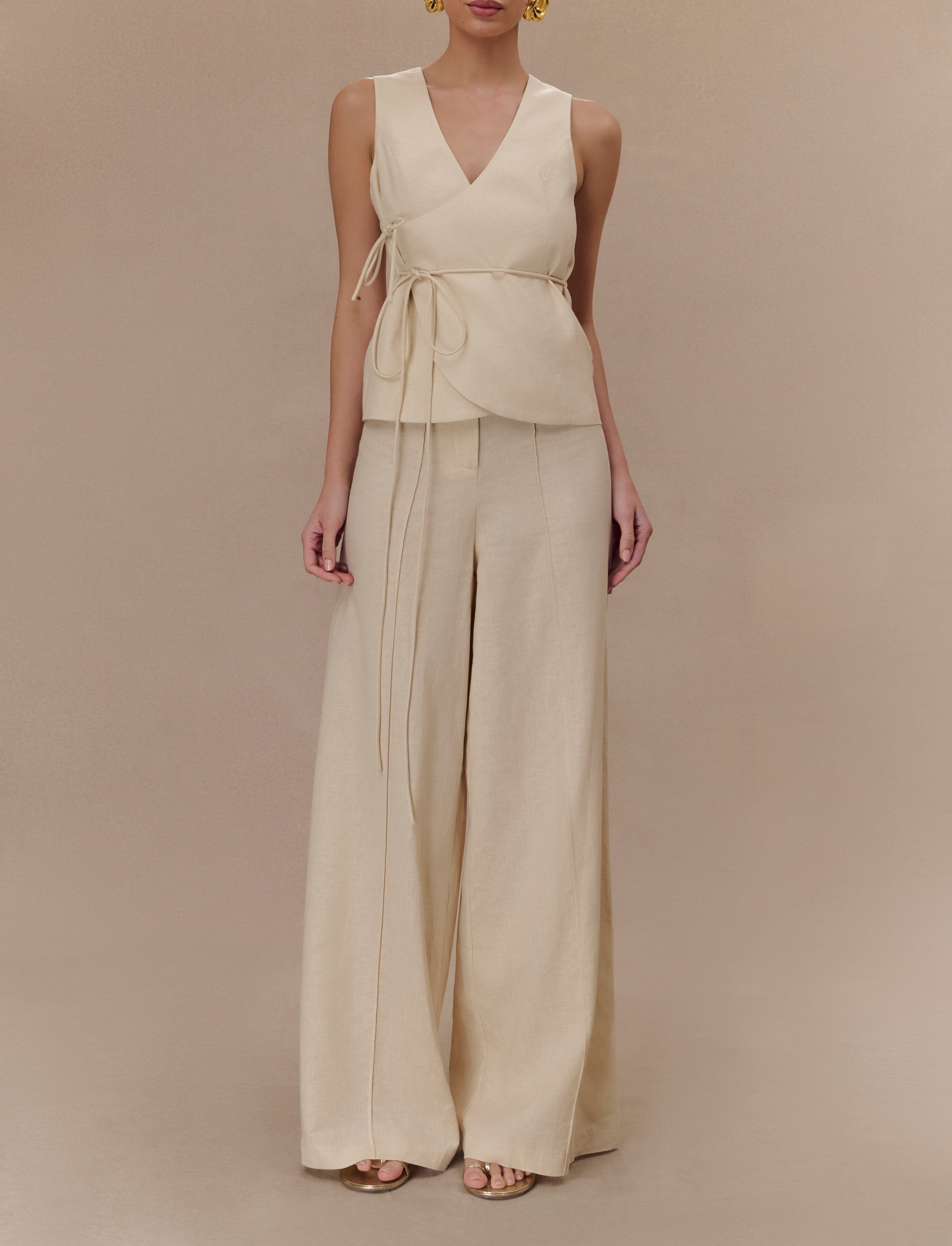 Marle Linen Sleeveless Wrap Top