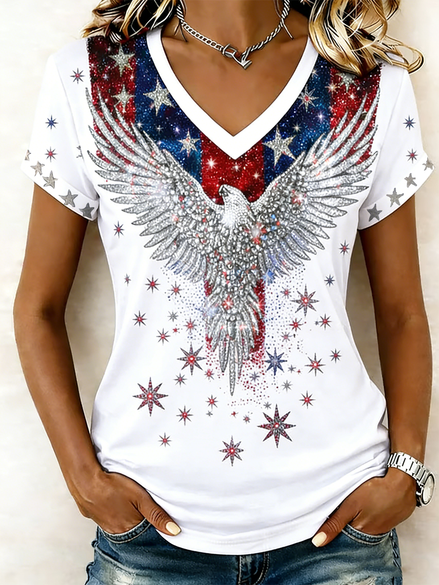 Women's American 250Th Anniversary Commemorative Pattern Casual Short Sleeved T-Shirt
