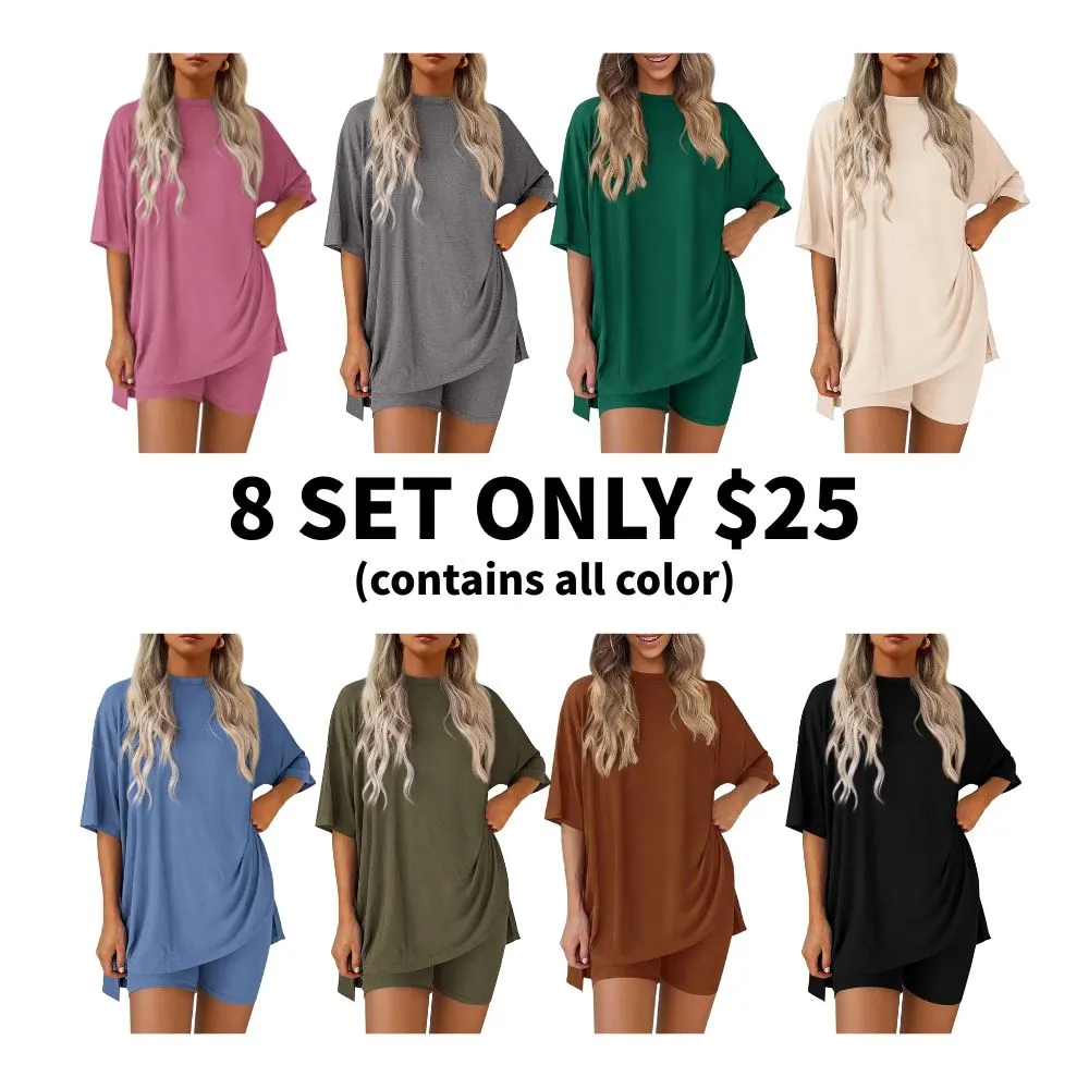 Women's Oversized Tee & Shorts Loungewear Sets