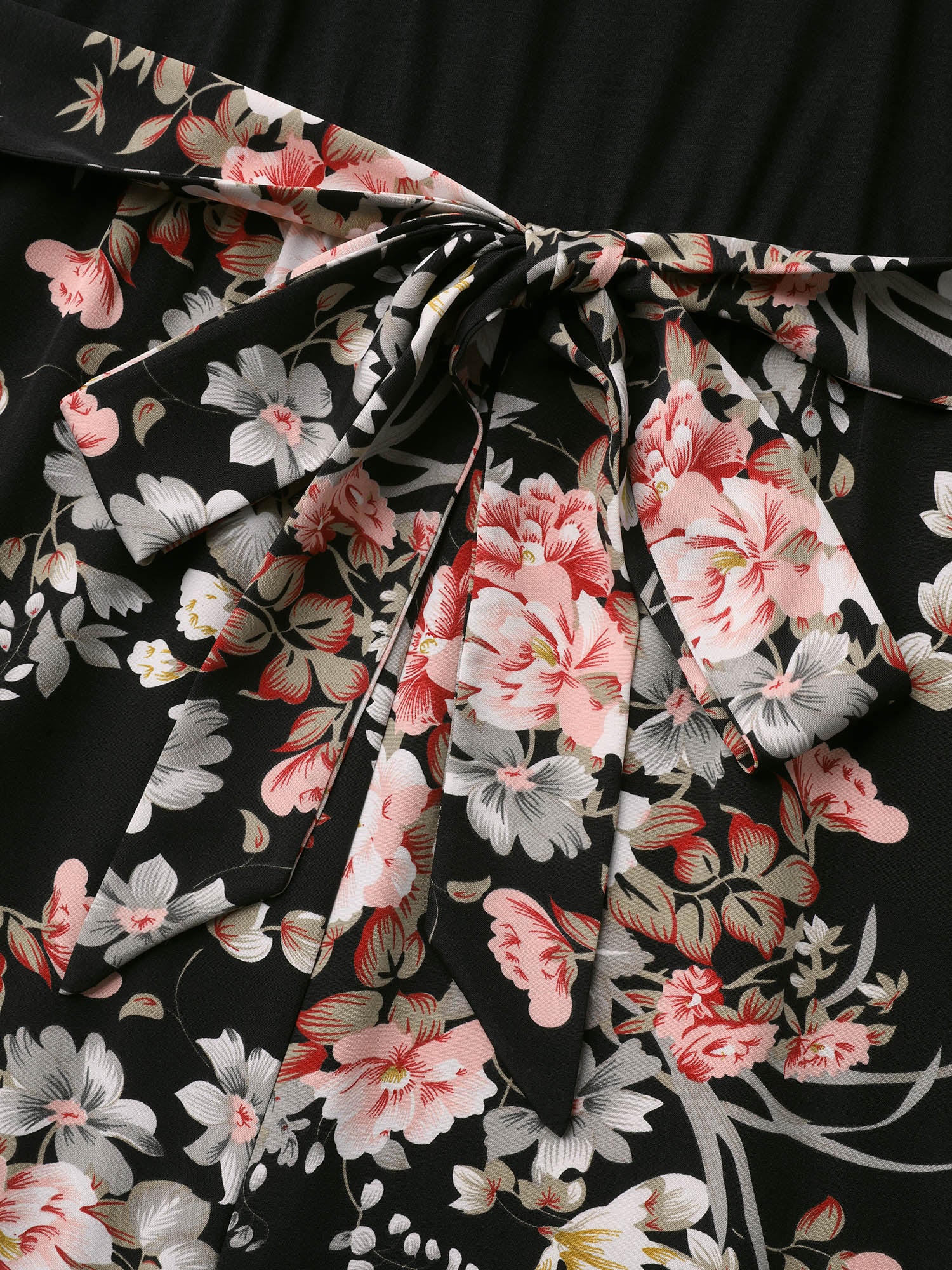 Color Contrast Belted Panel Pockets Jumpsuit