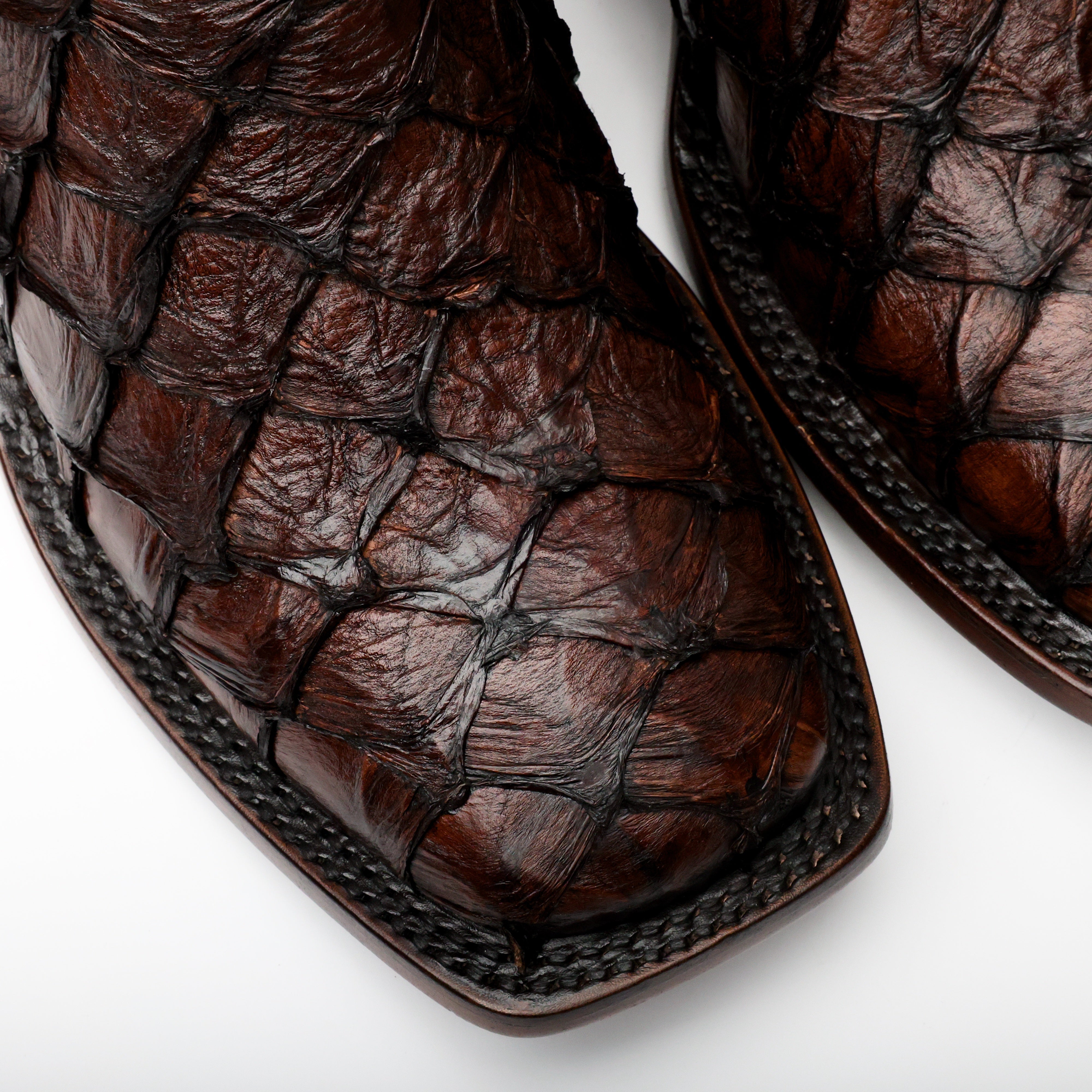 AUTHENTIC Brown Pirarucu Boots - Square Toe