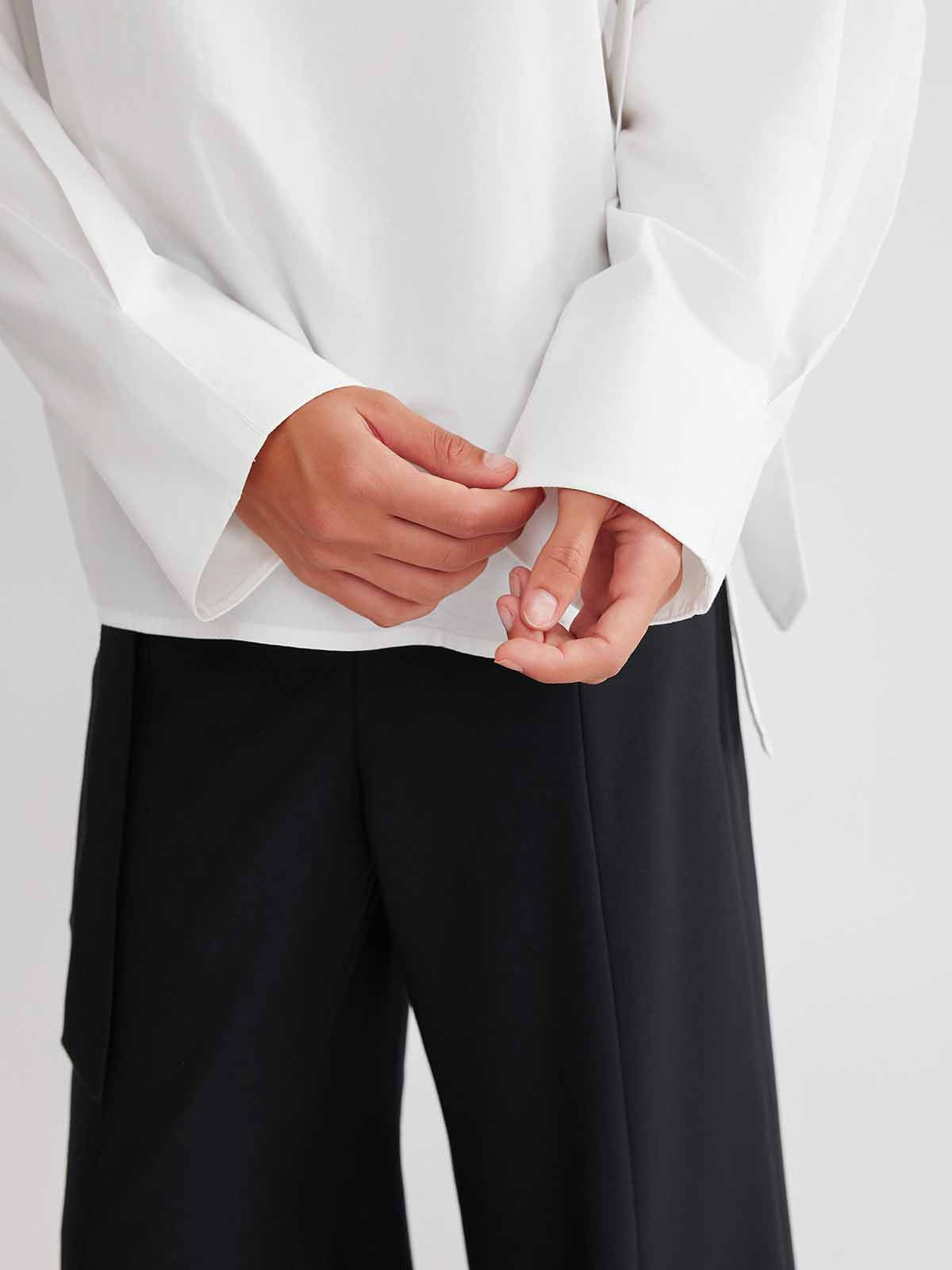 ASOBIO Button-Detail Tie-Neck Shirt