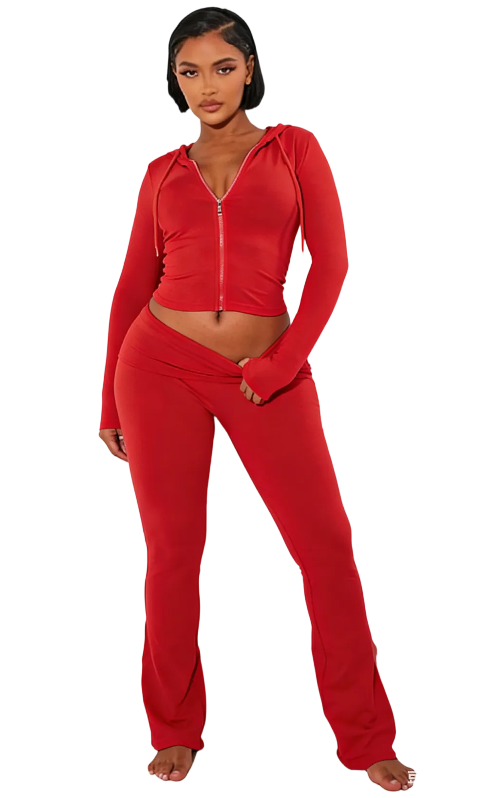 2-Piece Cropped Hoodie & Flared Pants Set
