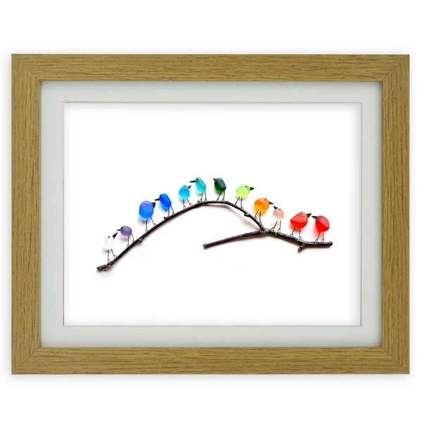 SheremArt Sea Glass Birds Decor Coastal Love Notes