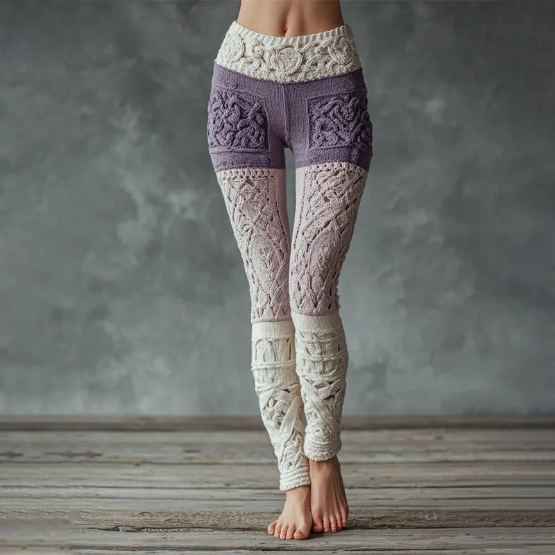 Vintage Viking Celtic Knot Knit Cozy Leggings