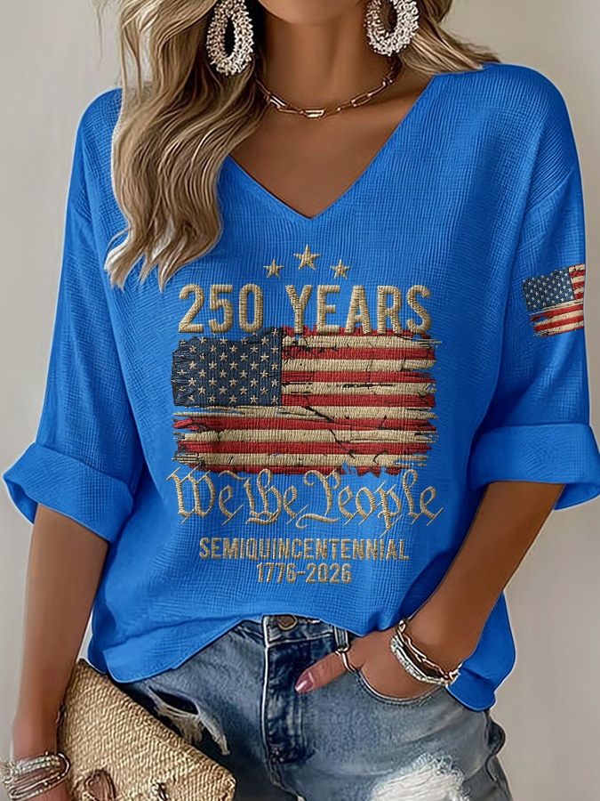 Women'S Retro American Independence Day Printed Casual Top