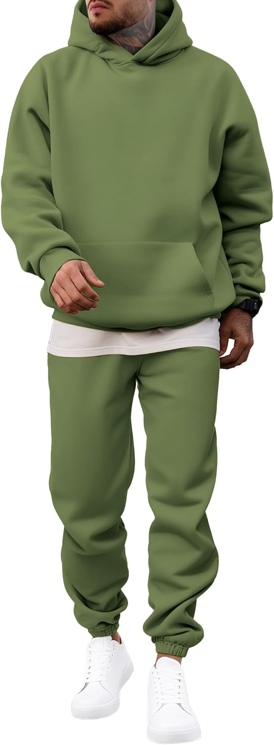 JMIERR Men's 2 Piece Outfits Hoodie Sweatshirt Tracksuit & Joggers Sweatpants Sweatsuit Set