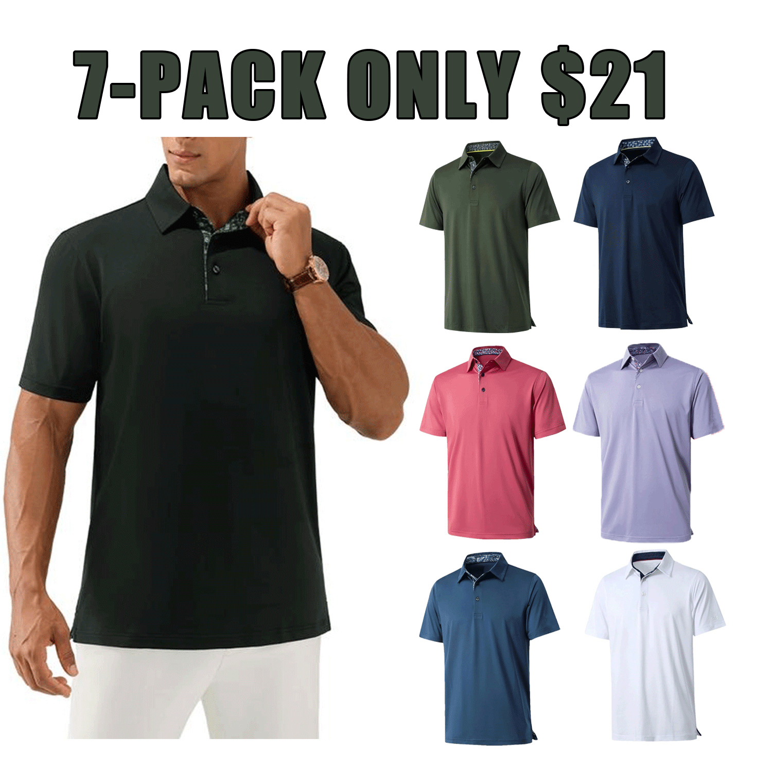 🔥Men’s Classic Cotton Short-Sleeve Polo Shirt