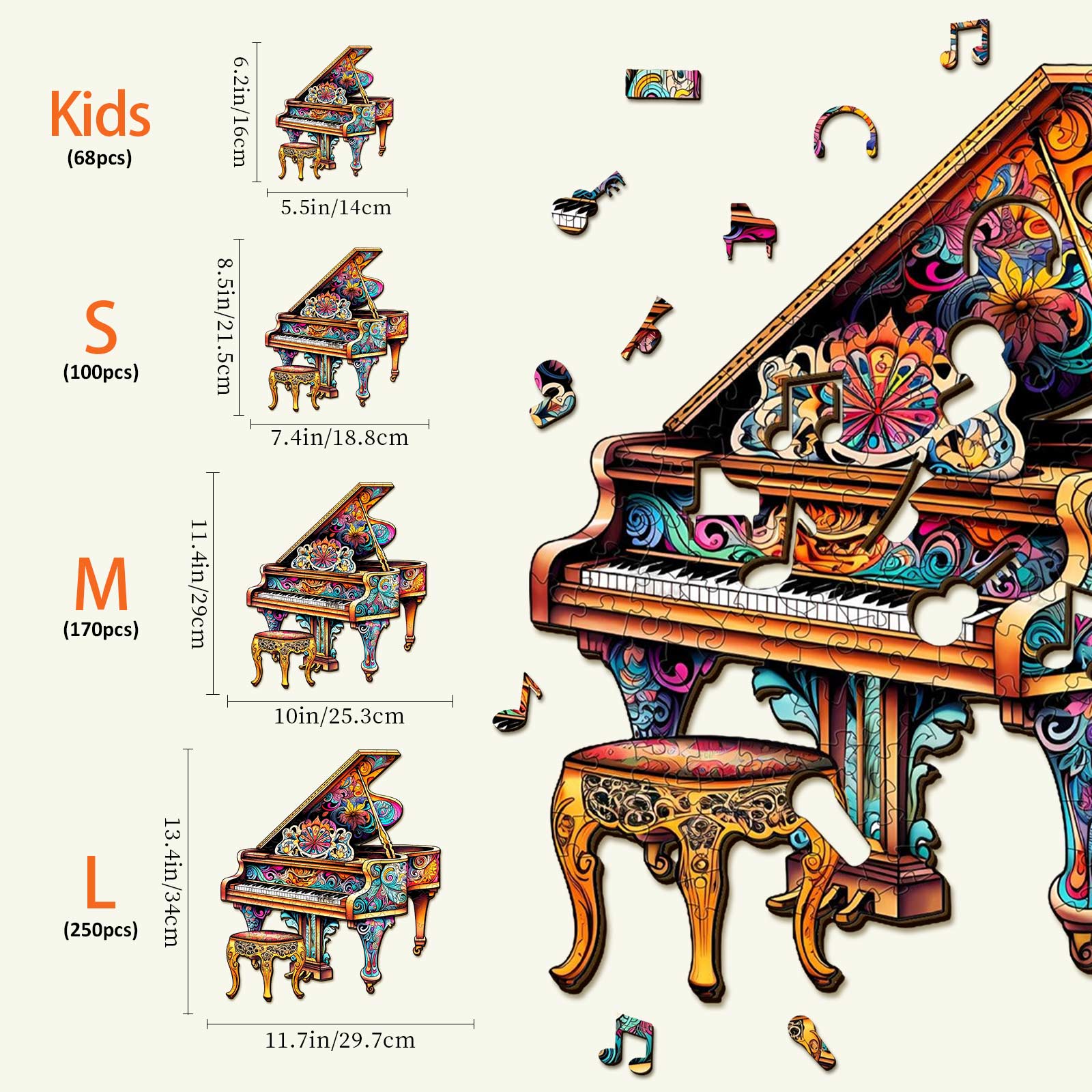 Touching Piano Wooden Jigsaw Puzzle