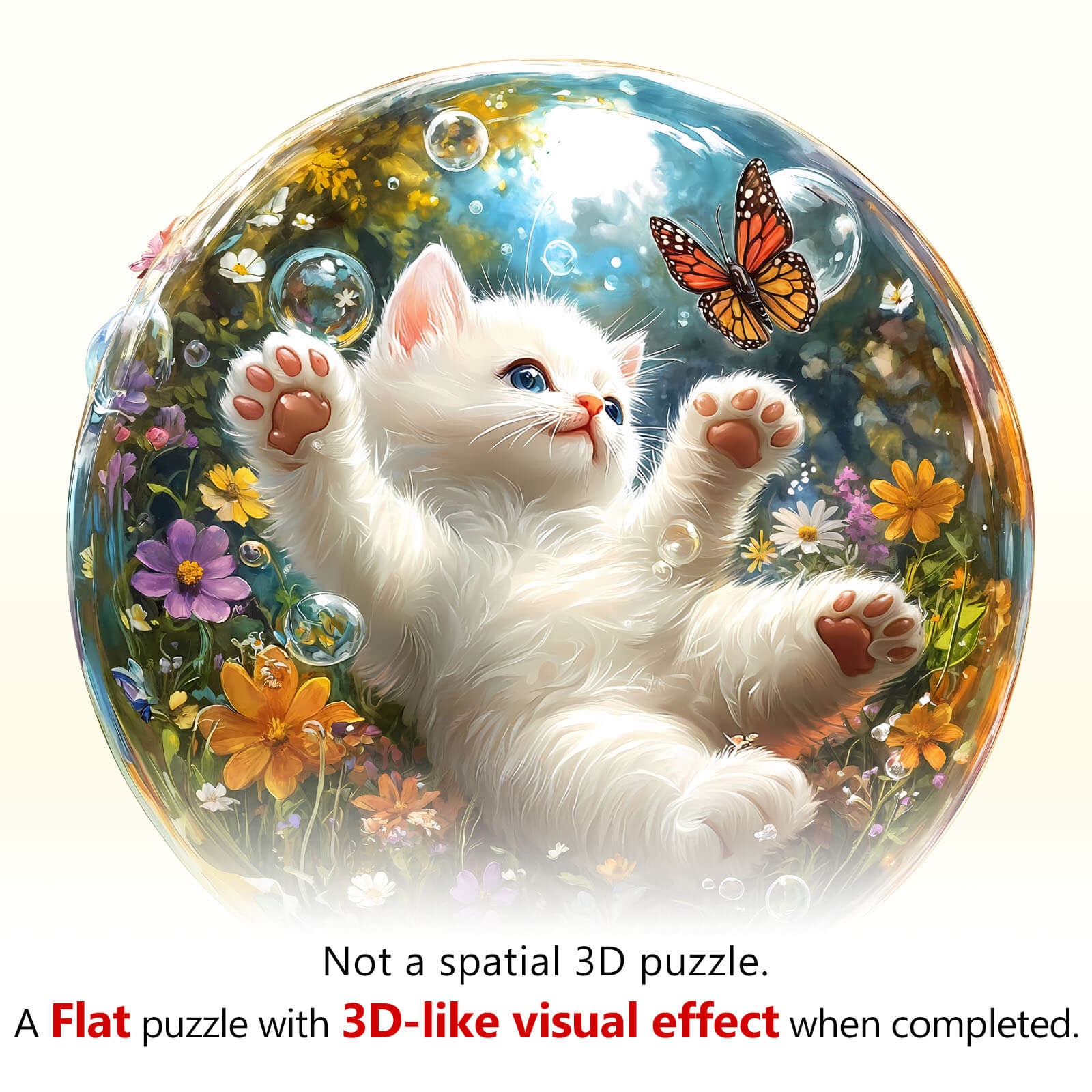 Bubble Cat-1 Wooden Jigsaw Puzzle