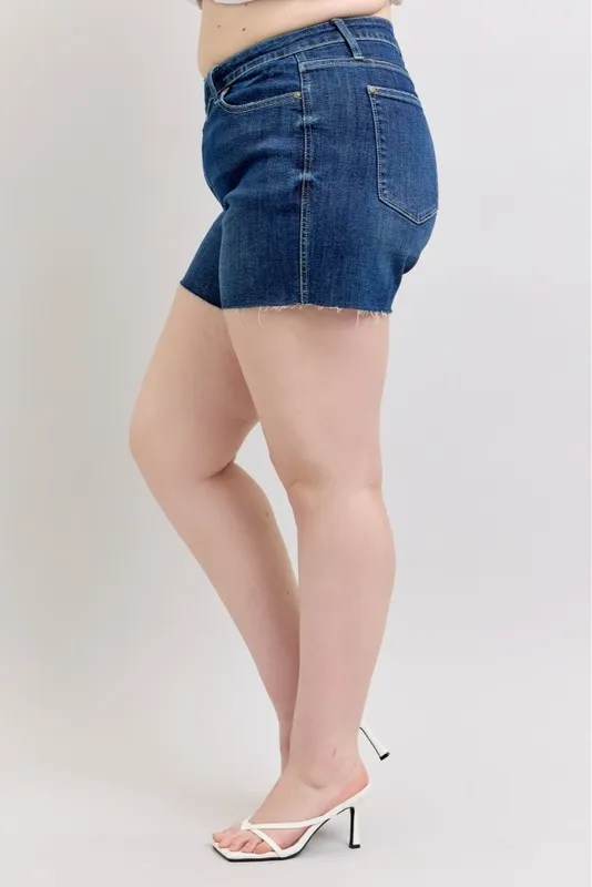High Waist Criss-Cross Waistband Denim Shorts
