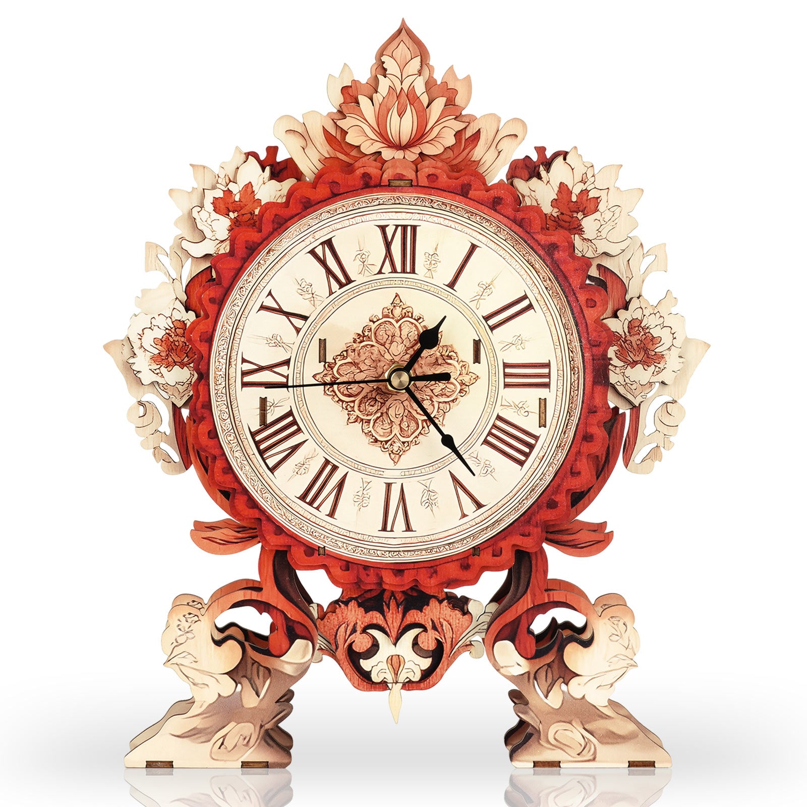 Fire Flame Flowerâ€“ DIY Wooden Clock, 3D Puzzle Craft Kit