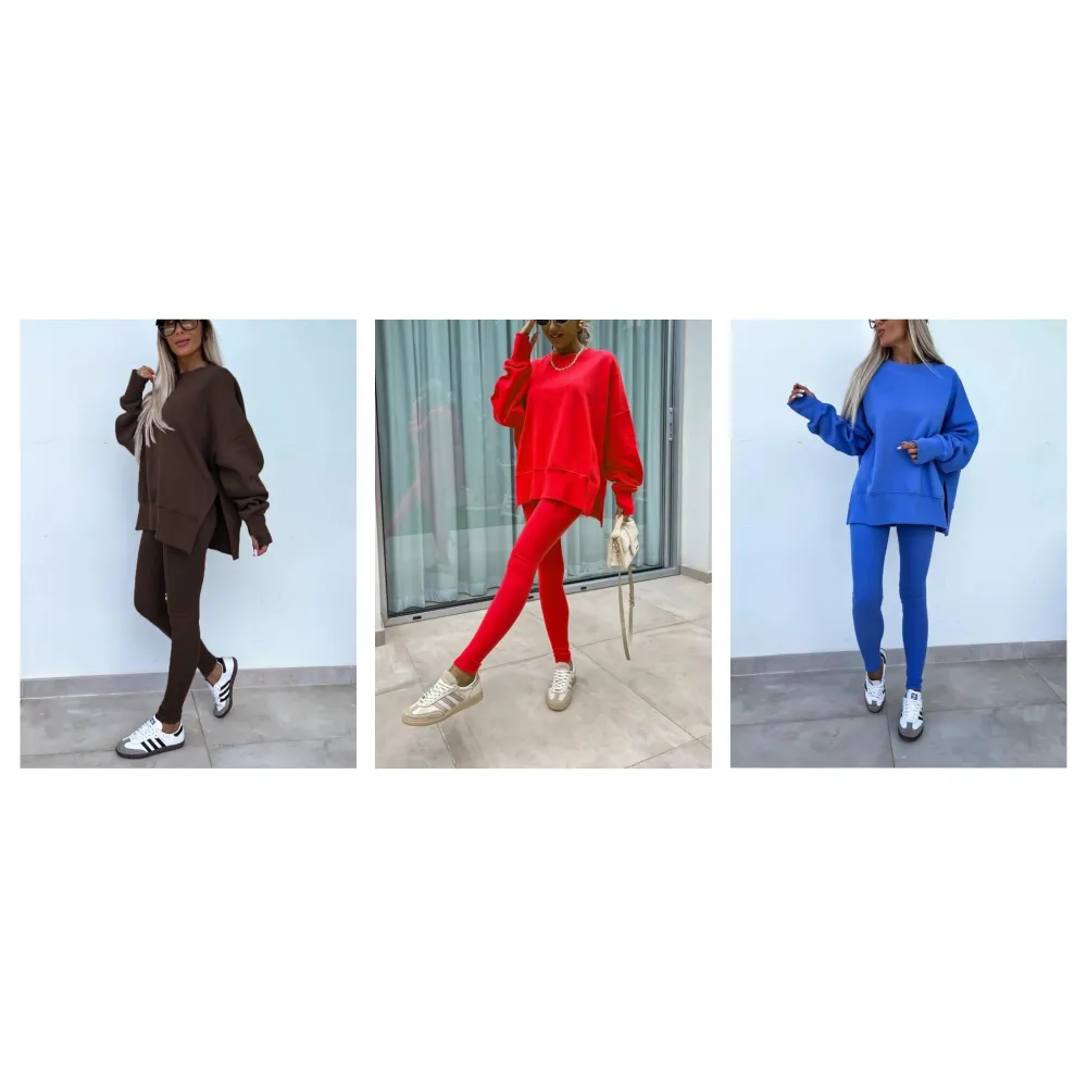 Women's Solid Sweatshirt & Skinny Pants Two-piece Set