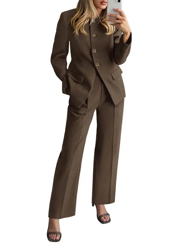 Two-Piece Set for Women Fall Fashion Business Casual Long Sleeve Blazer Jackets
