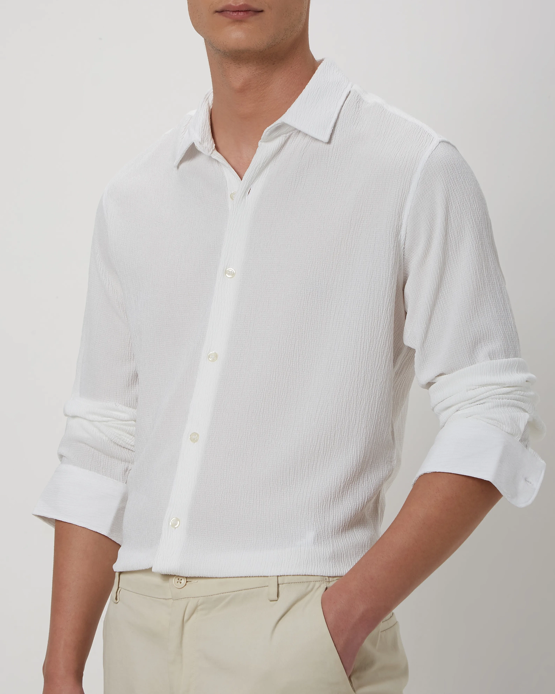 Simple And Soft Slim-Fit Breathable White Shirt